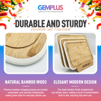 GEM+ | Bamboo Chopping Boards Set with Stand White Trim – 3 Piece Wooden Kitchen Cutting Board Set