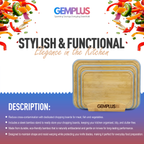 GEM+ | Bamboo Chopping Boards Set with Stand Blue Trim – 3 Piece Wooden Kitchen Cutting Board Set