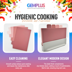 GEM+ | Chopping Boards Set of 4 Pink with Stand – Plastic Cutting Boards Kitchen Set with Holder