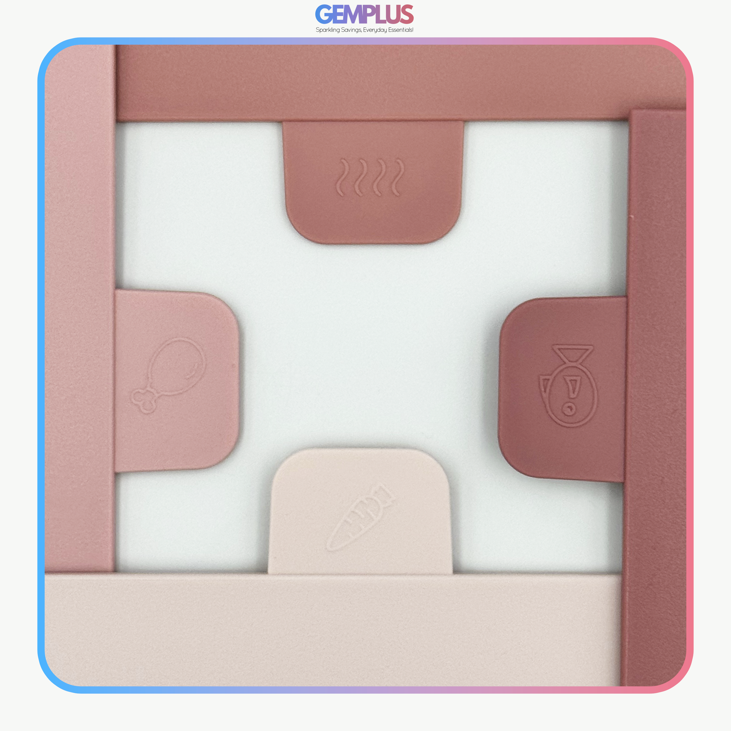 GEM+ | Chopping Boards Set of 4 Pink with Stand – Plastic Cutting Boards Kitchen Set with Holder