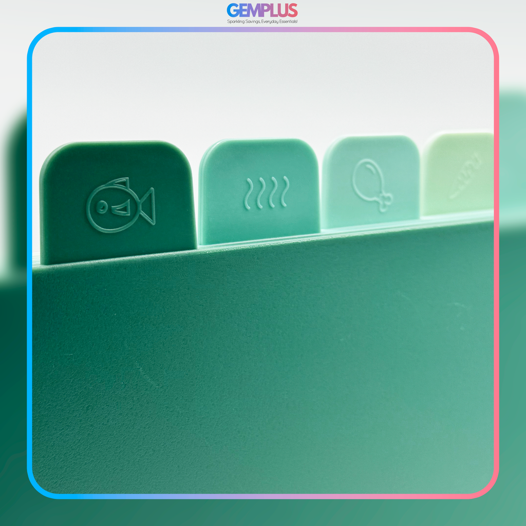 GEM+ | Chopping Boards Set of 4 Green with Stand – Plastic Kitchen Cutting Boards with Holder