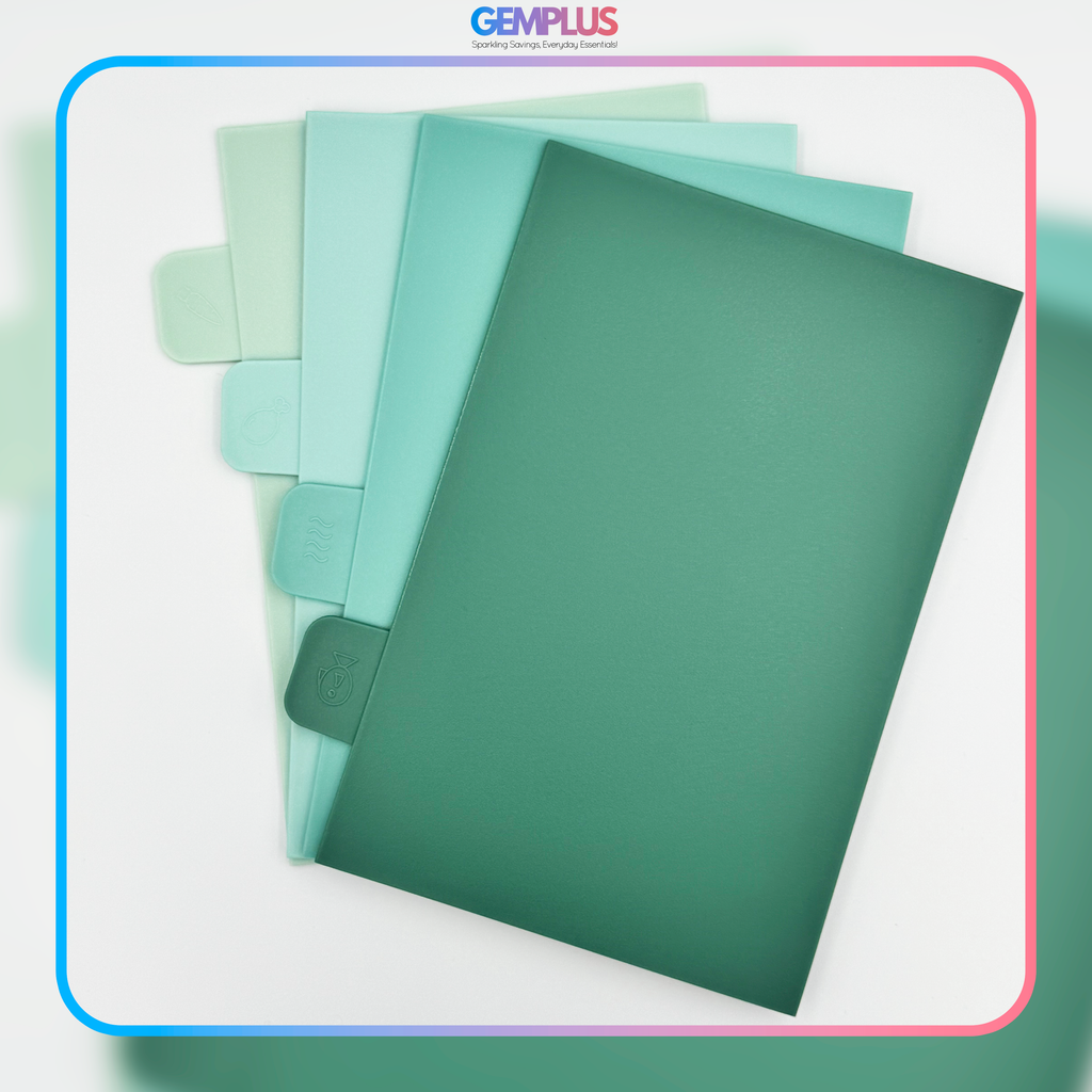 GEM+ | Chopping Boards Set of 4 Green with Stand – Plastic Kitchen Cutting Boards with Holder