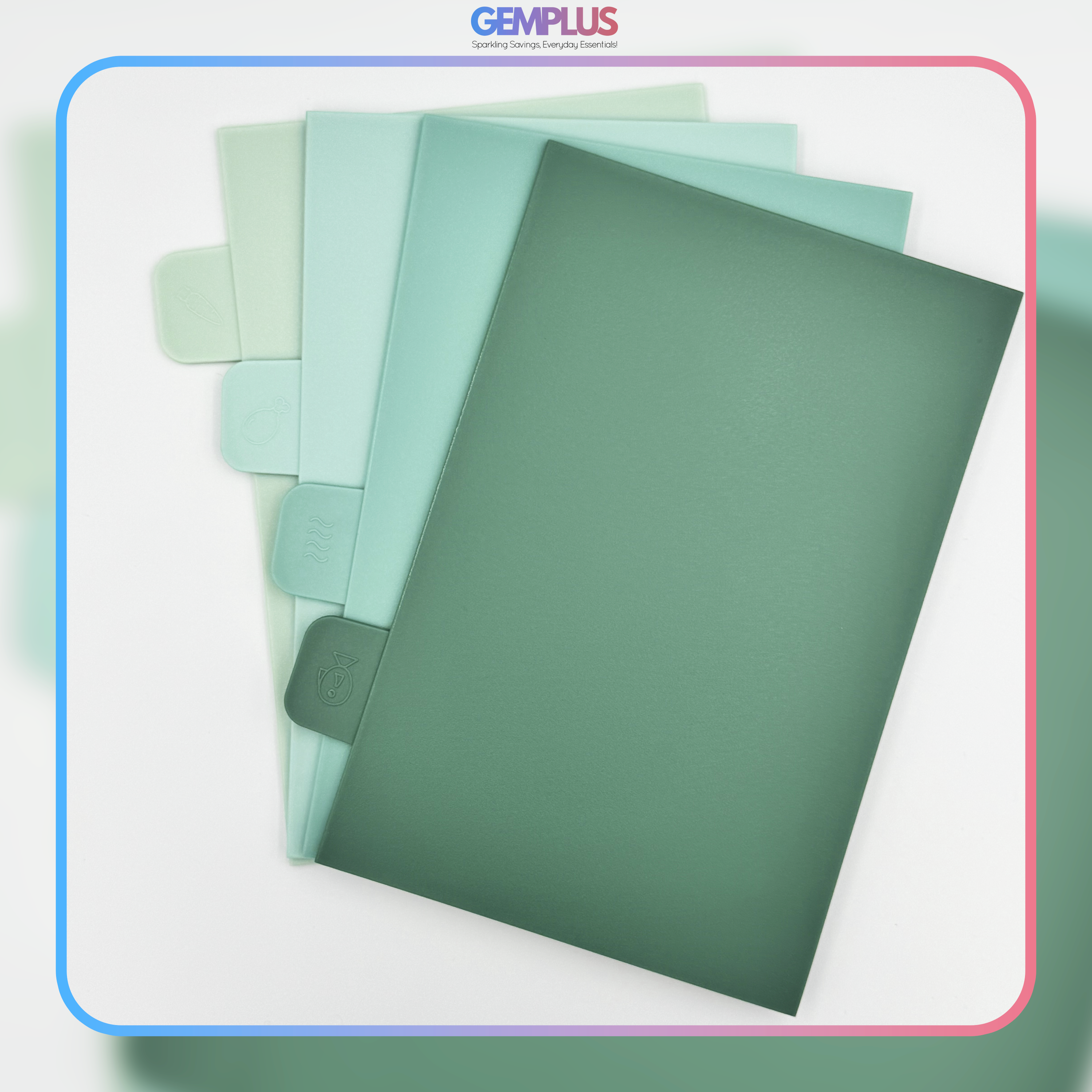 GEM+ | Chopping Boards Set of 4 Green with Stand – Plastic Kitchen Cutting Boards with Holder