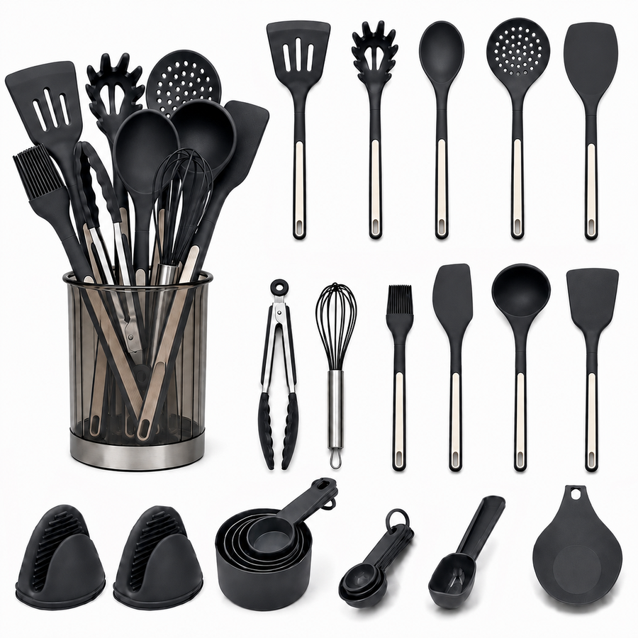 26-Piece Silicone Utensil Set, Slate Grey