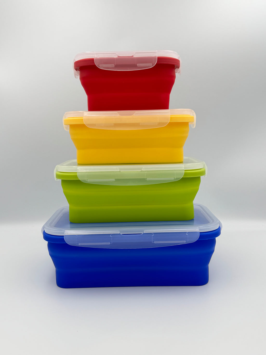 GEM+ | 4-Piece Collapsible Food Container Set – Space-Saving Leakproof BPA FREE