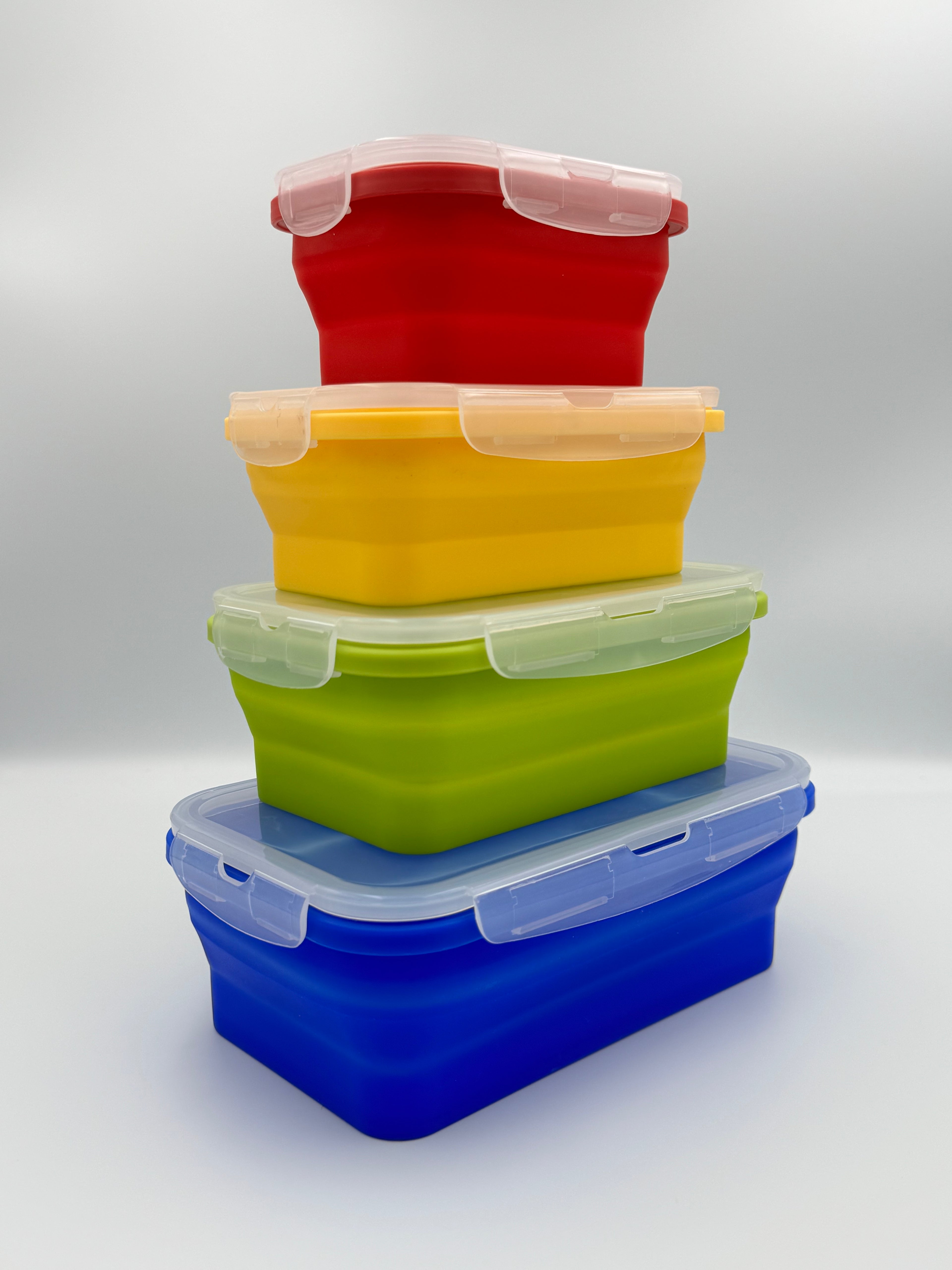 GEM+ | 4-Piece Collapsible Food Container Set – Space-Saving Leakproof BPA FREE