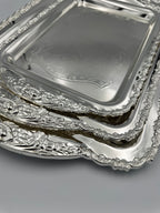 GEM+ | Premium 3-Piece Silver-Plated Vintage Tray Set – Elegant Ornate Durable