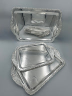 GEM+ | Premium 3-Piece Silver-Plated Vintage Tray Set – Elegant Ornate Durable