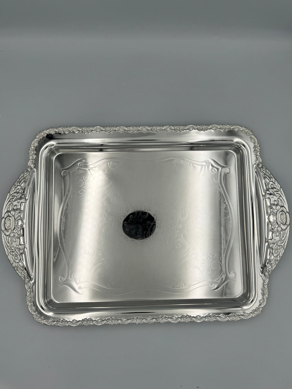 GEM+ | Premium 3-Piece Silver-Plated Vintage Tray Set – Elegant Ornate Durable