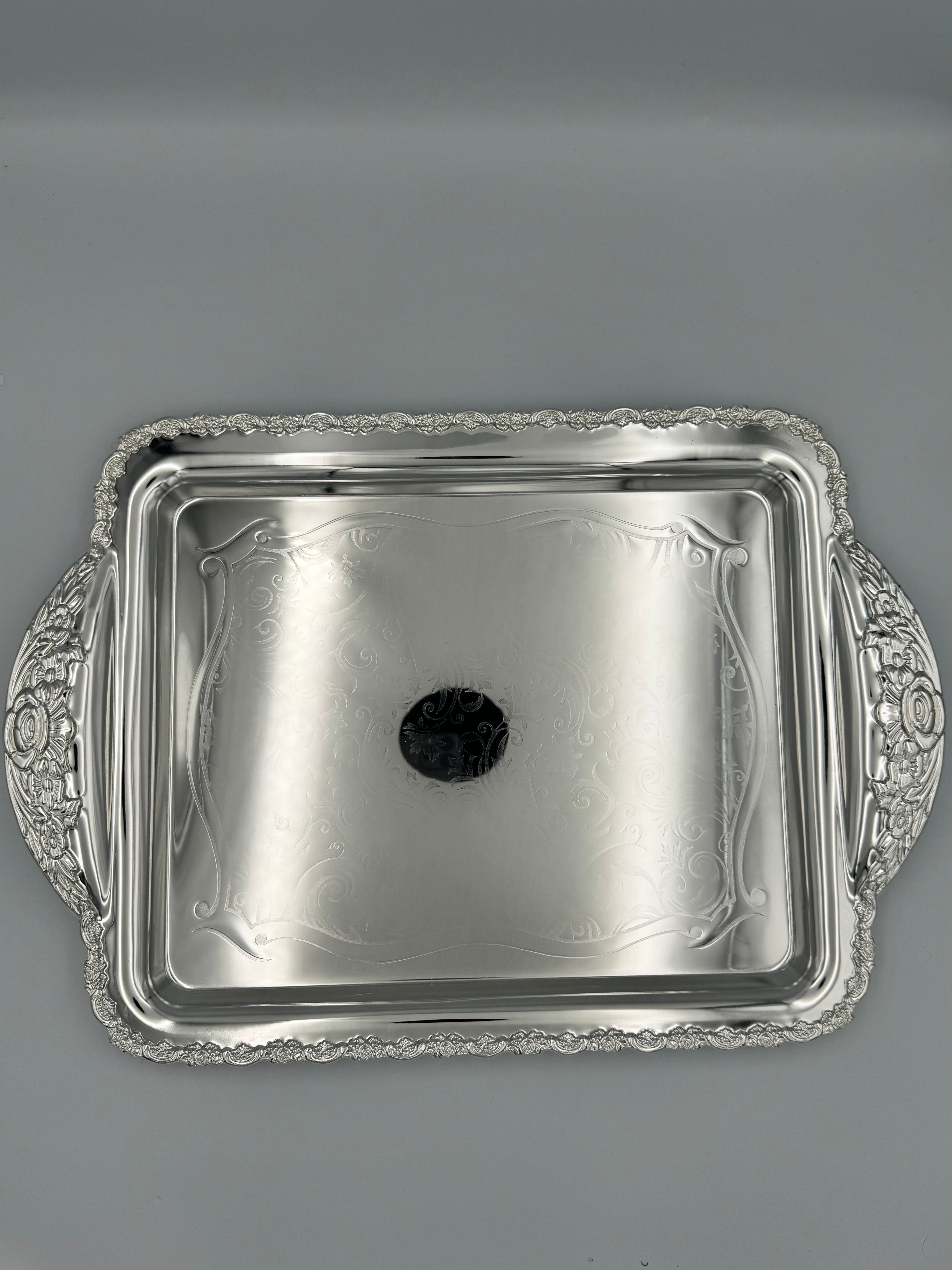 GEM+ | Premium 3-Piece Silver-Plated Vintage Tray Set – Elegant Ornate Durable