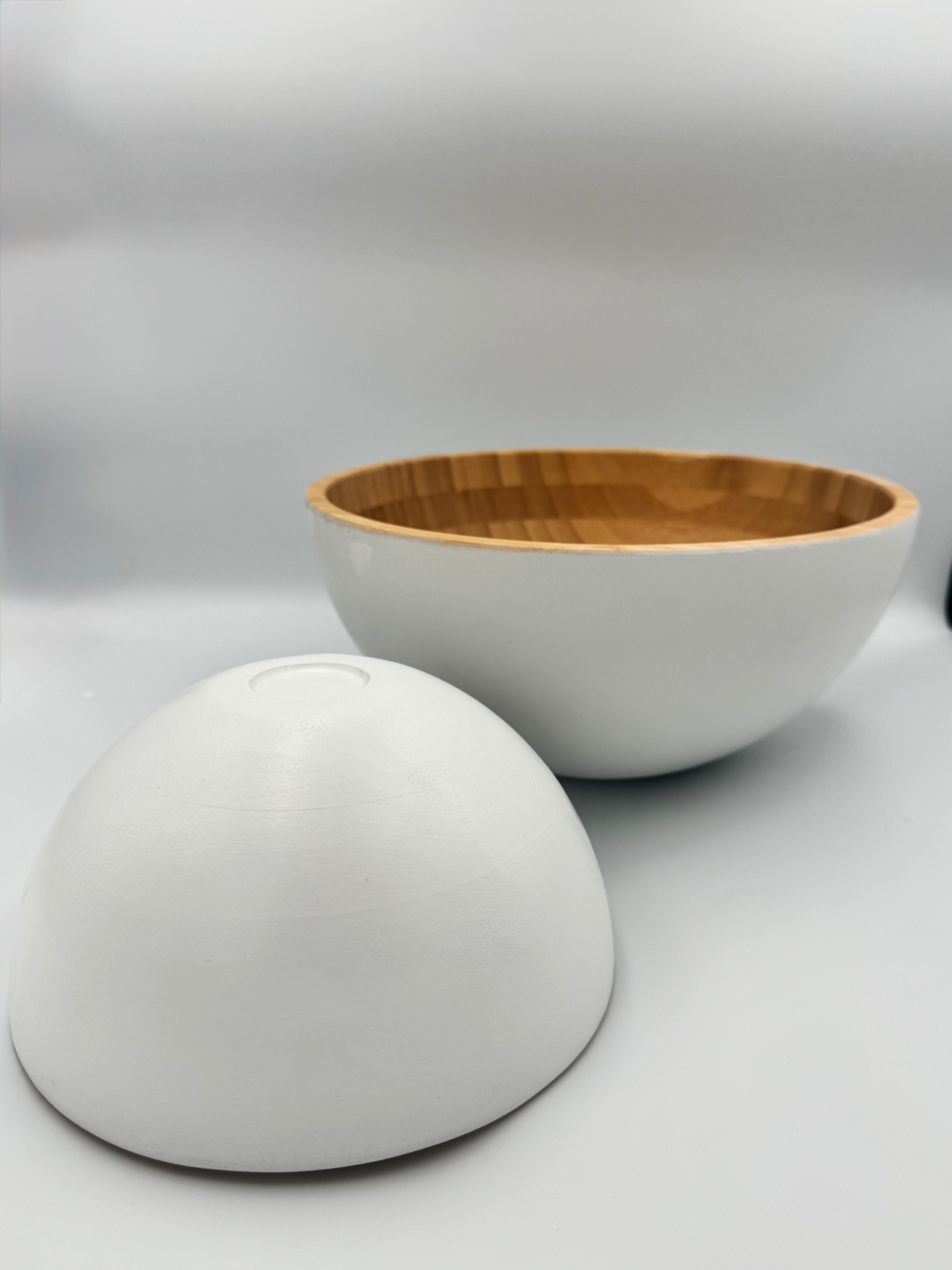 GEM+ | 2 Pcs - Premium Eco-Friendly Bamboo Salad Bowl Set - White