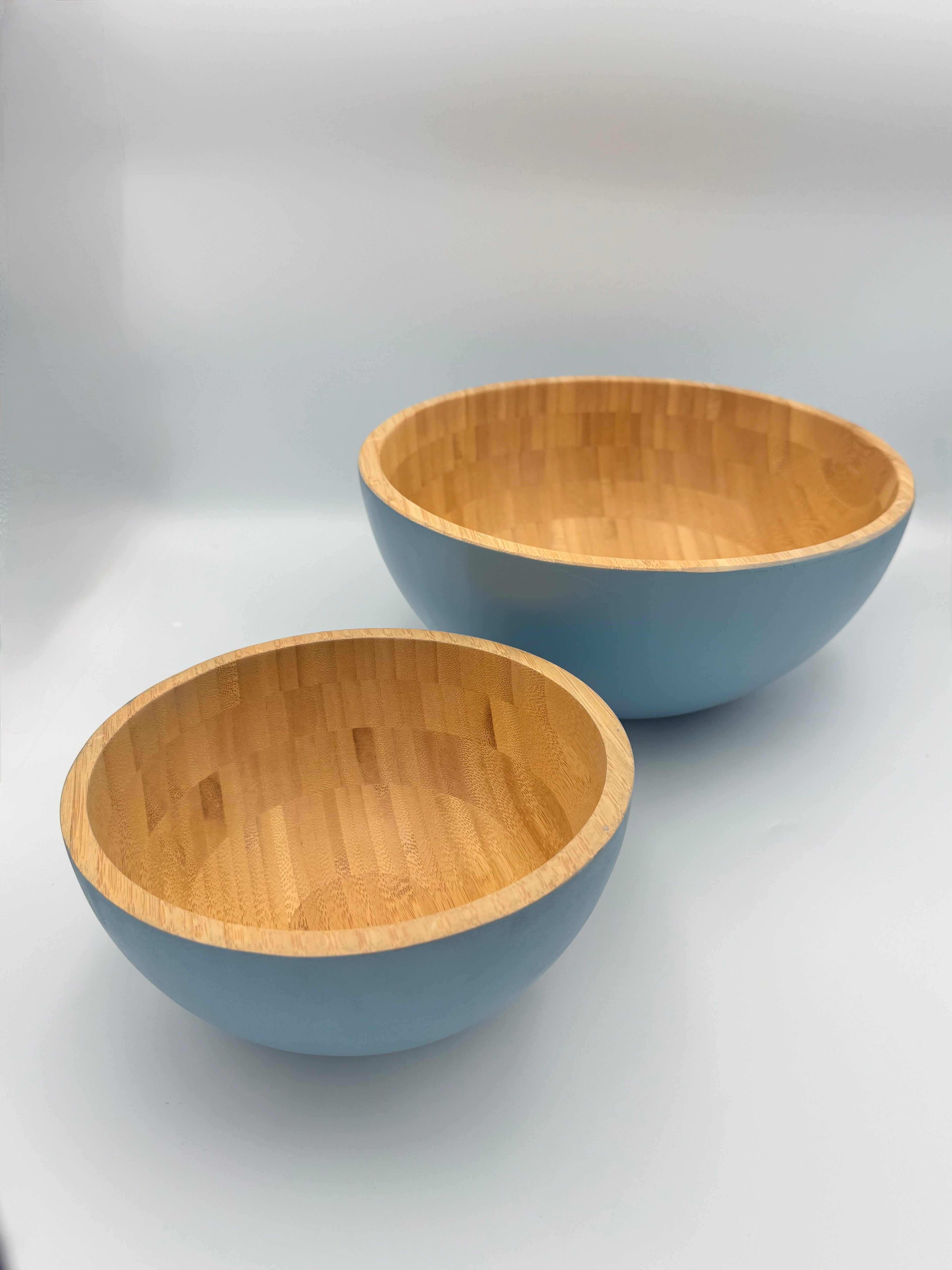 GEM+ | 2 Pcs - Premium Eco-Friendly Bamboo Salad Bowl Set - Blue