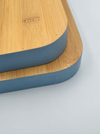 GEM+ | 2pcs Bamboo Serving Tray Set – Blue Trim | Nested Rectangular Trays | Eco-Friendly Kitchen
