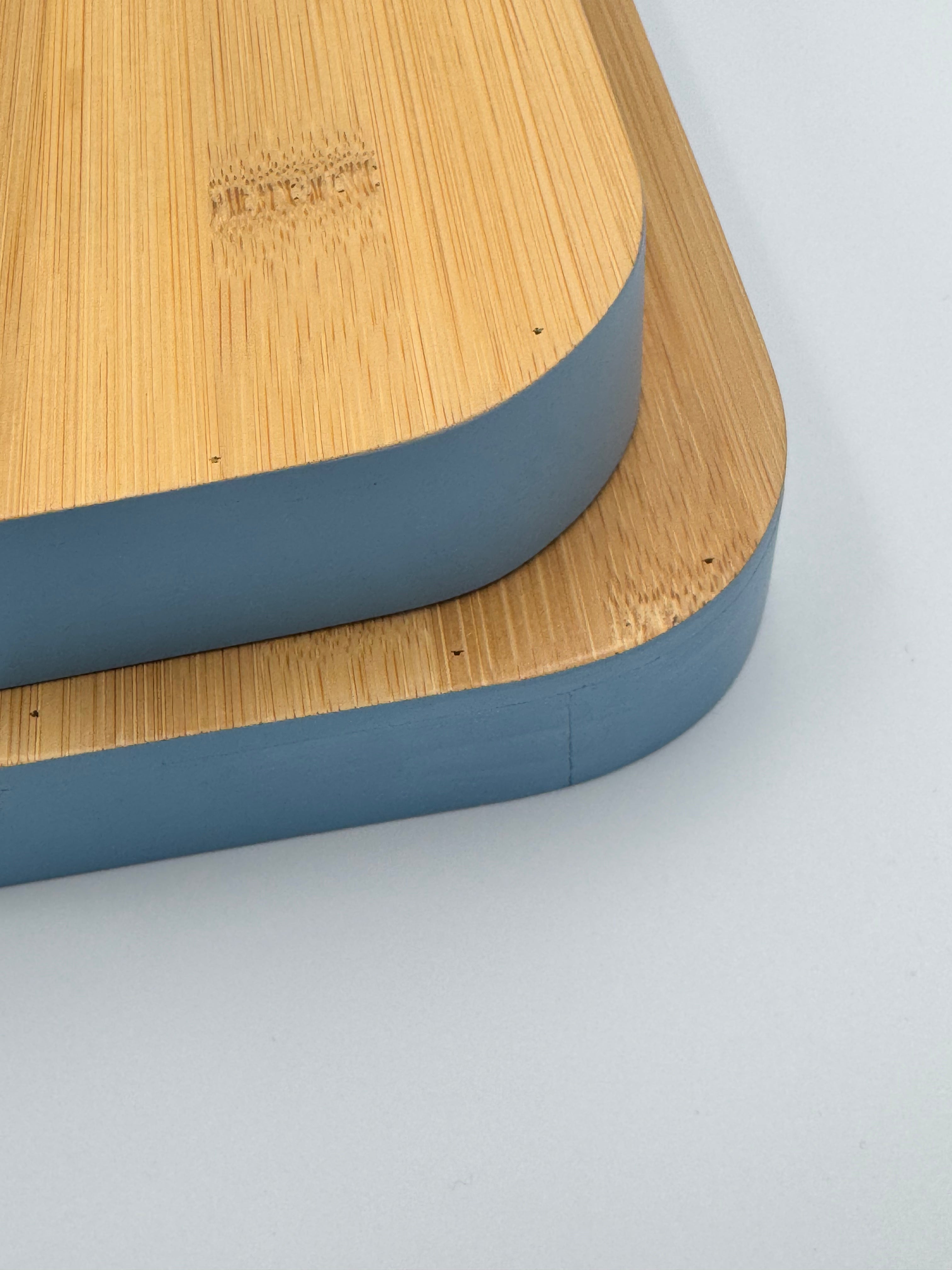 GEM+ | 2pcs Bamboo Serving Tray Set – Blue Trim | Nested Rectangular Trays | Eco-Friendly Kitchen