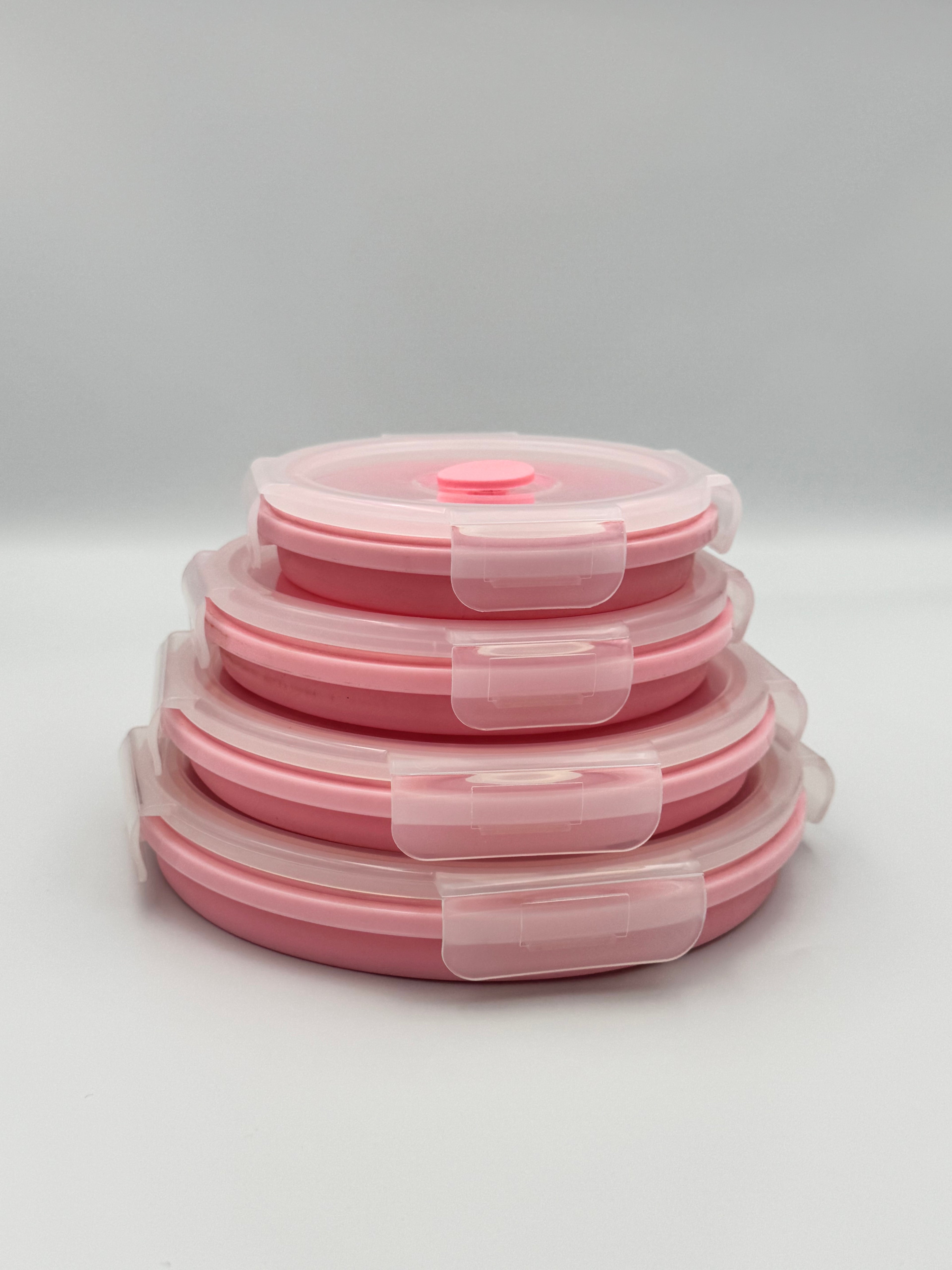 GEM+ | 4-Piece Collapsible Round Food Container Set – Space-Saving  BPA FREE - Pink