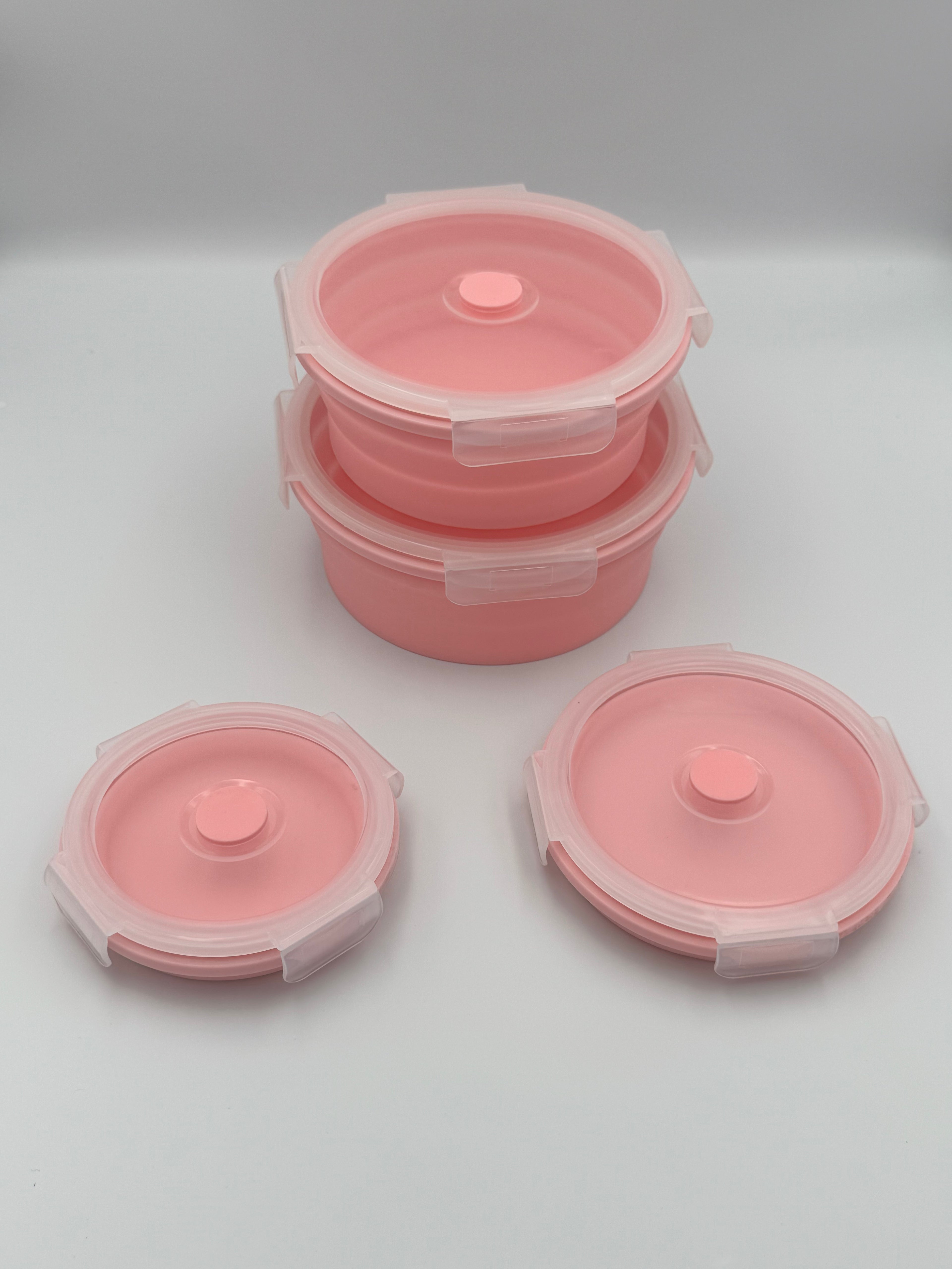GEM+ | 4-Piece Collapsible Round Food Container Set – Space-Saving  BPA FREE - Pink