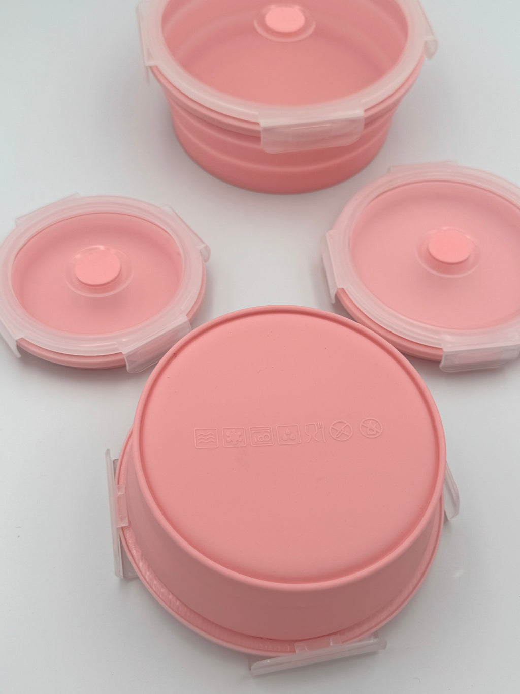 GEM+ | 4-Piece Collapsible Round Food Container Set – Space-Saving  BPA FREE - Pink
