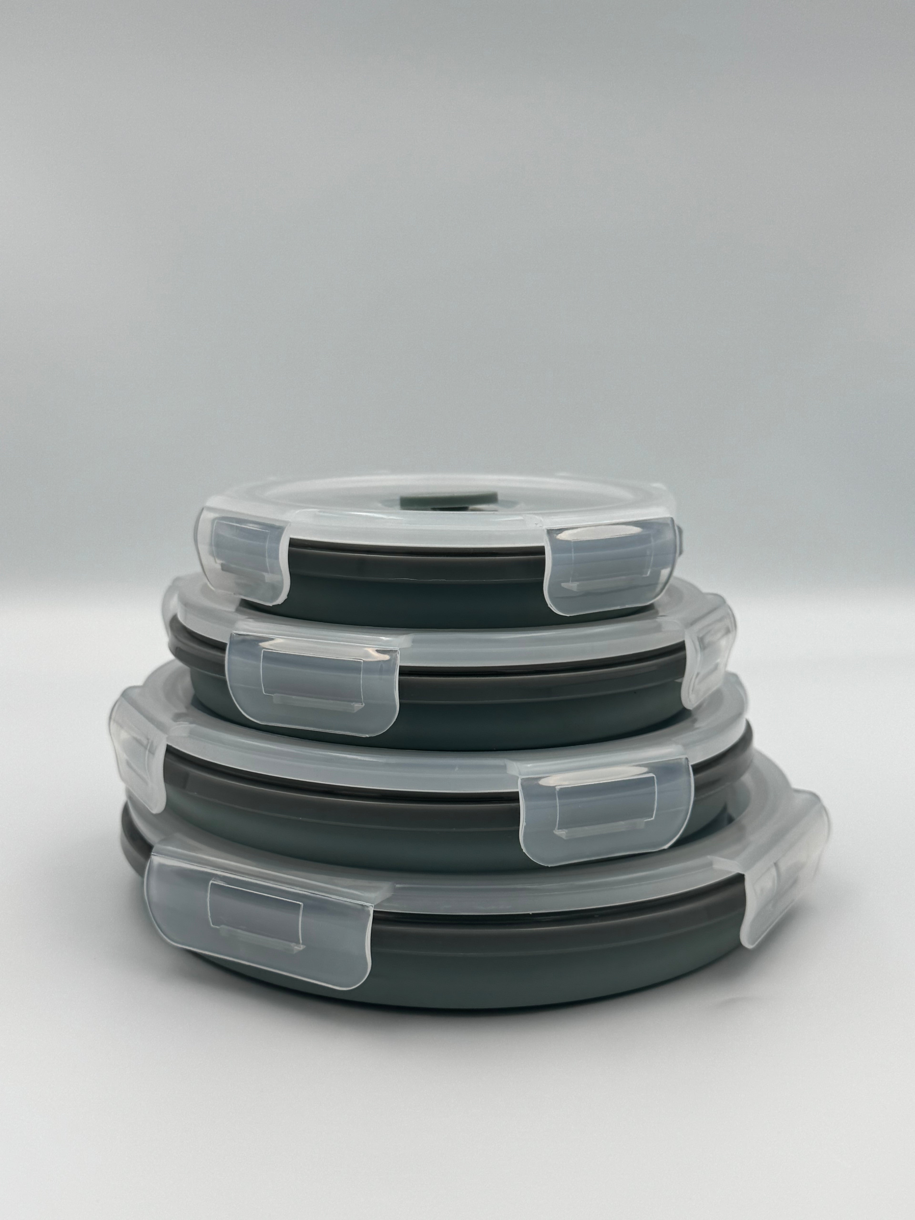 GEM+ | 4-Piece Collapsible Round Food Container Set – Space-Saving  BPA FREE - Olive