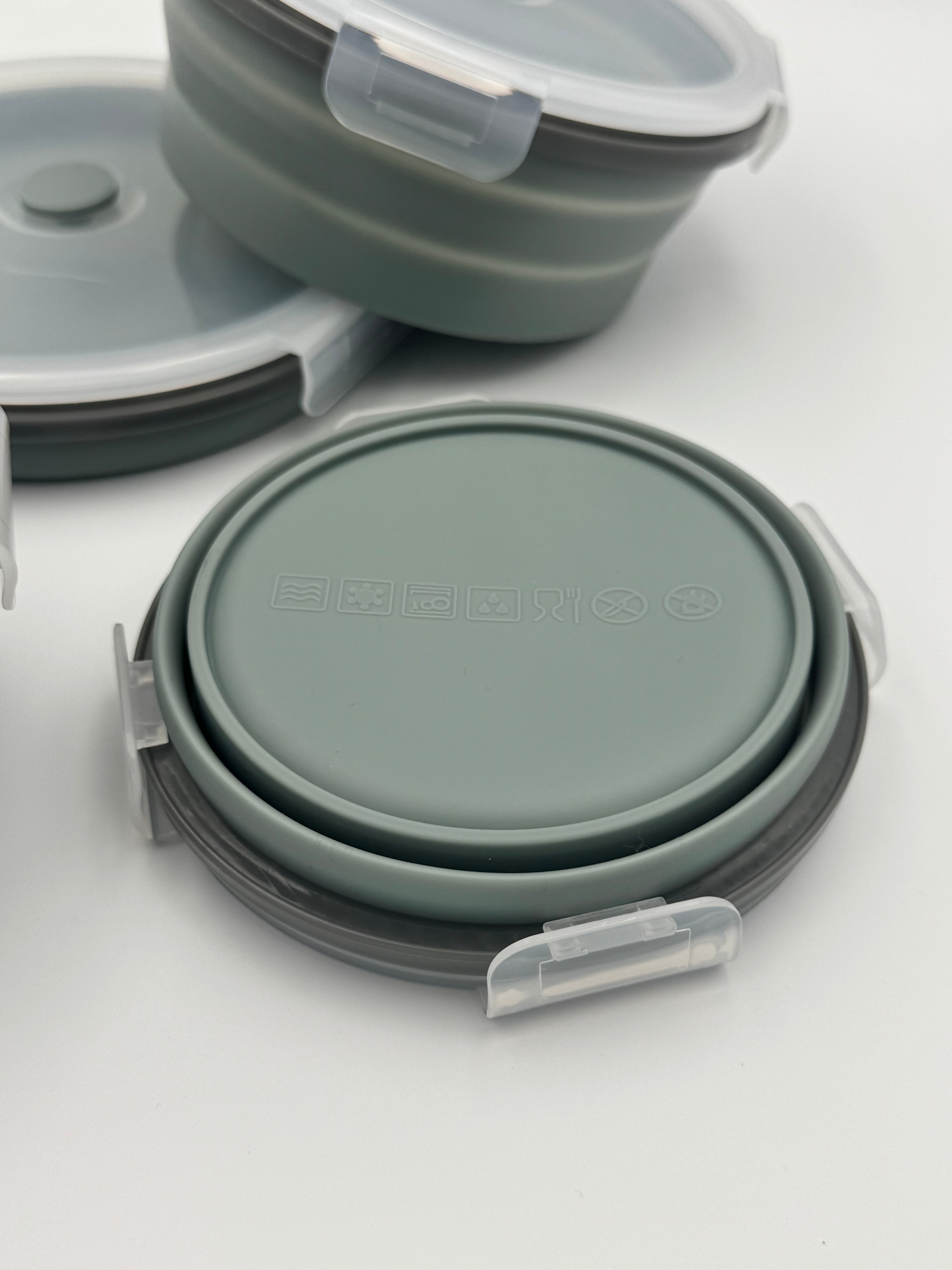 GEM+ | 4-Piece Collapsible Round Food Container Set – Space-Saving  BPA FREE - Olive