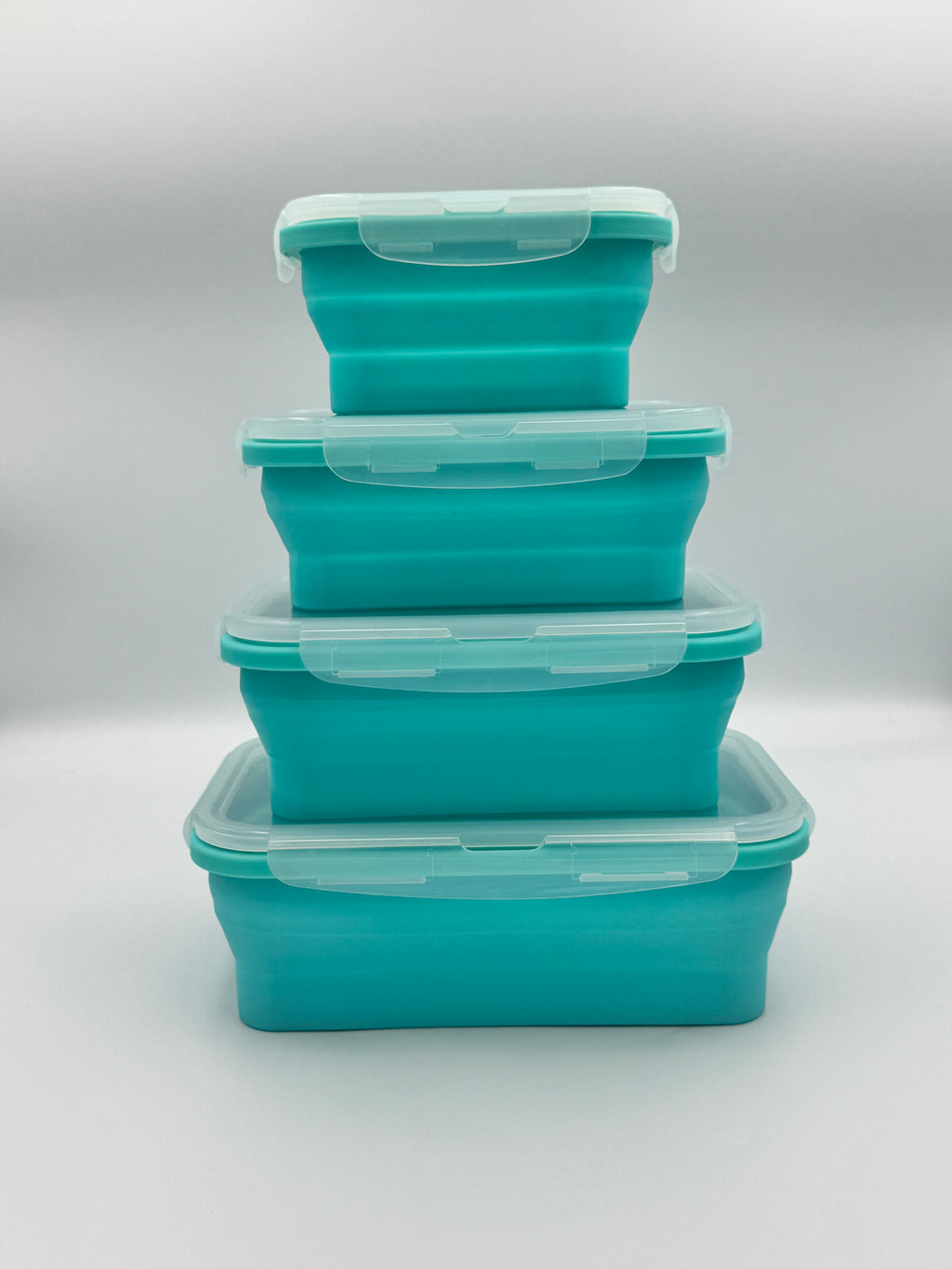 GEM+ | 4-Piece Collapsible Food Container Set – Space-Saving Leakproof BPA FREE - BLUE