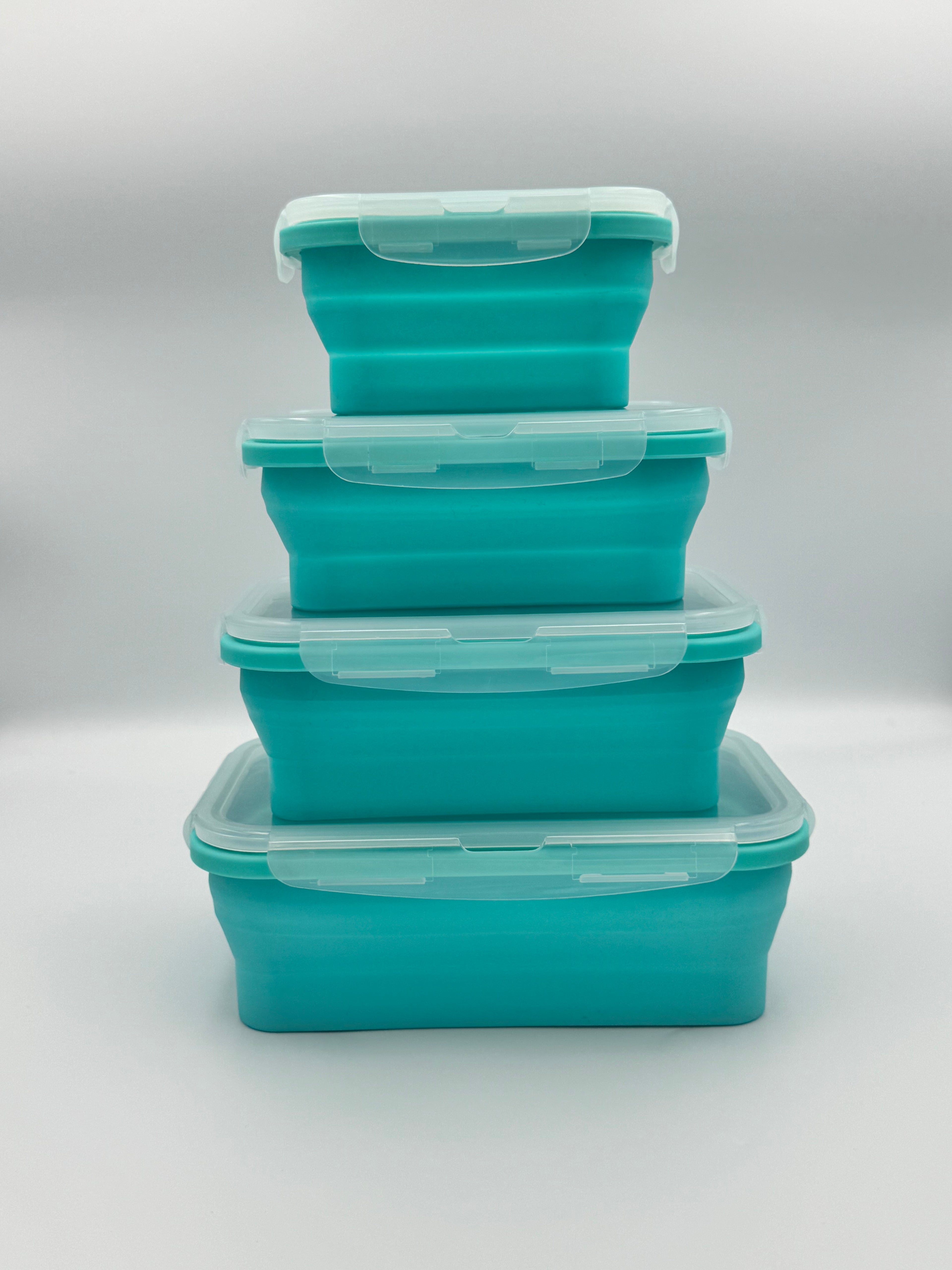 GEM+ | 4-Piece Collapsible Food Container Set – Space-Saving Leakproof BPA FREE - BLUE