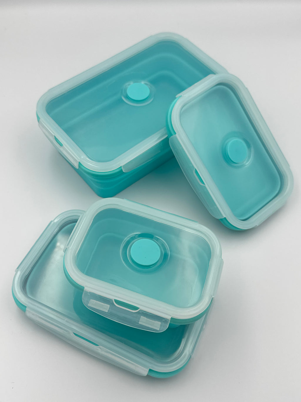 GEM+ | 4-Piece Collapsible Food Container Set – Space-Saving Leakproof BPA FREE - BLUE