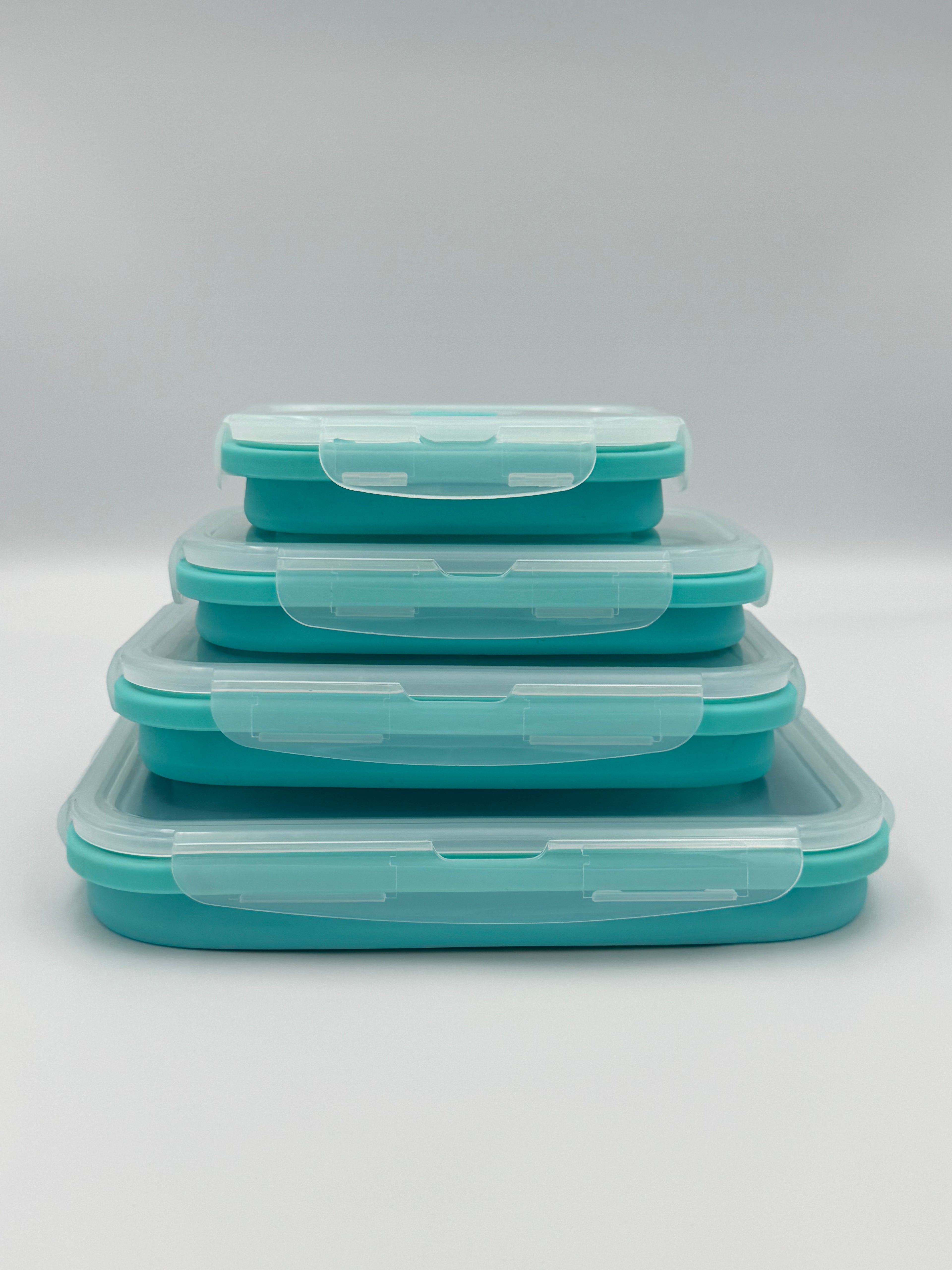 GEM+ | 4-Piece Collapsible Food Container Set – Space-Saving Leakproof BPA FREE - BLUE