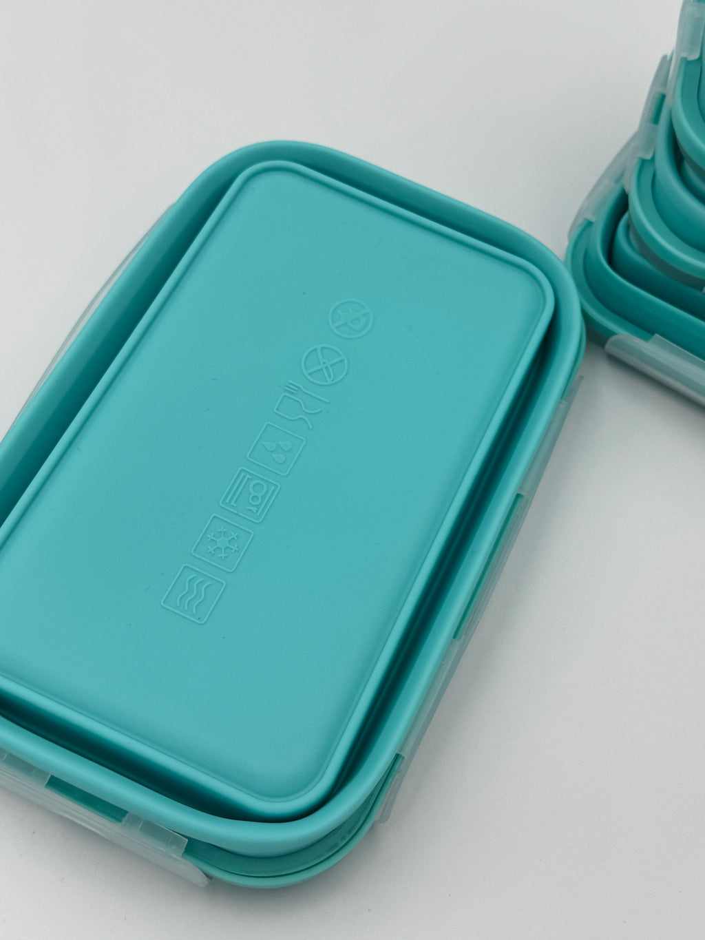 GEM+ | 4-Piece Collapsible Food Container Set – Space-Saving Leakproof BPA FREE - BLUE