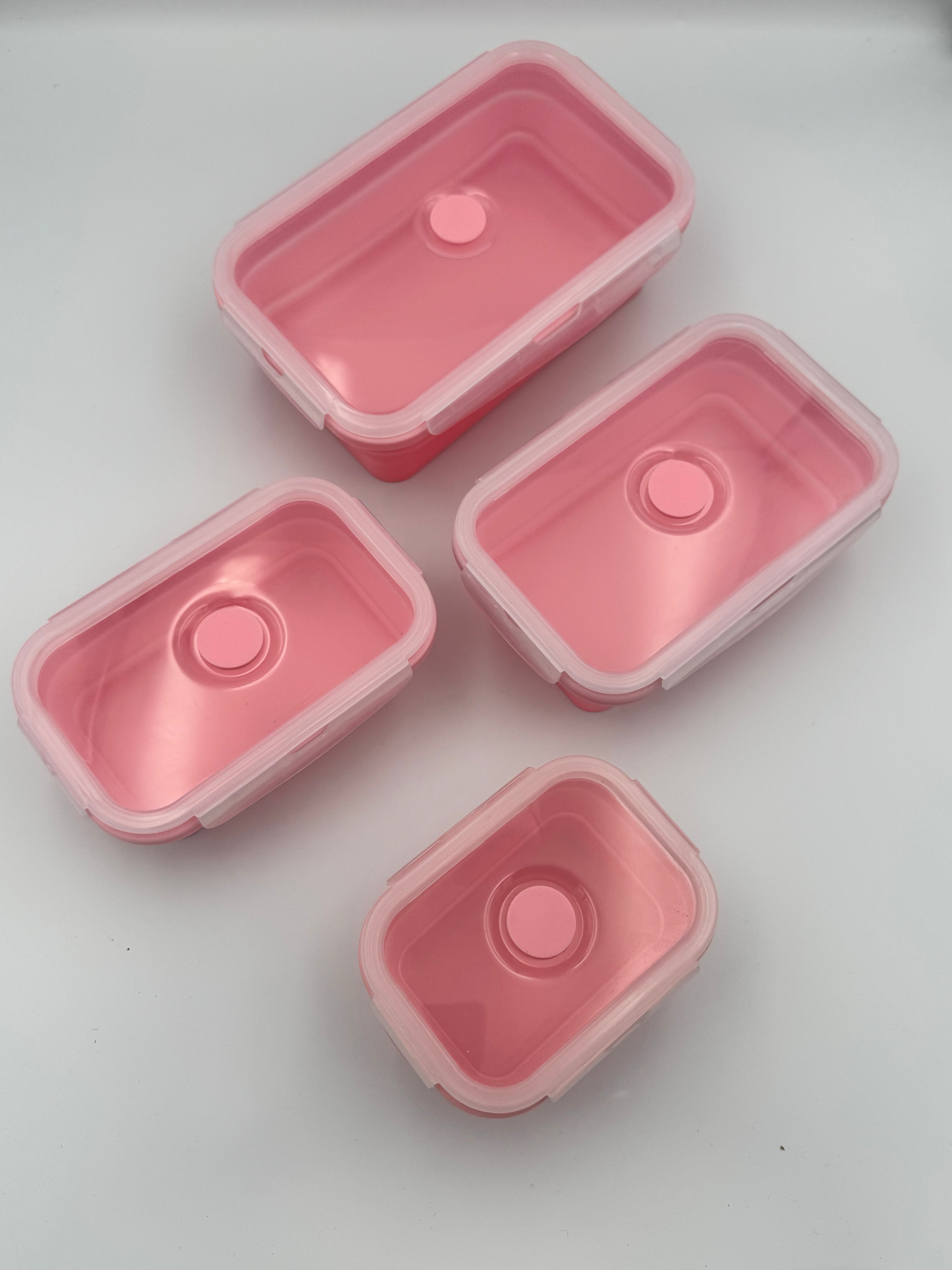 GEM+ | 4-Piece Collapsible Food Container Set – Space-Saving Leakproof BPA FREE - PINK