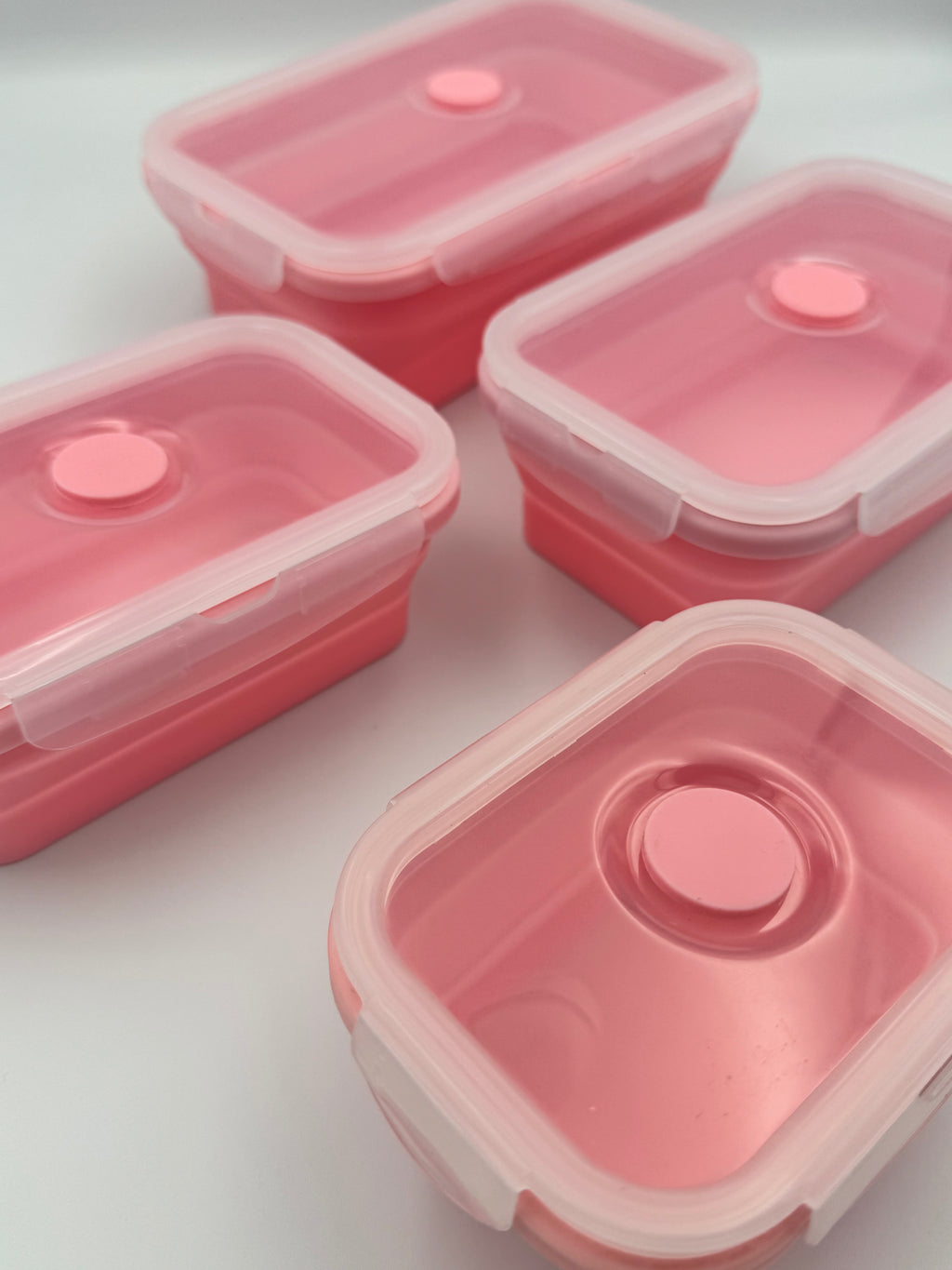 GEM+ | 4-Piece Collapsible Food Container Set – Space-Saving Leakproof BPA FREE - PINK