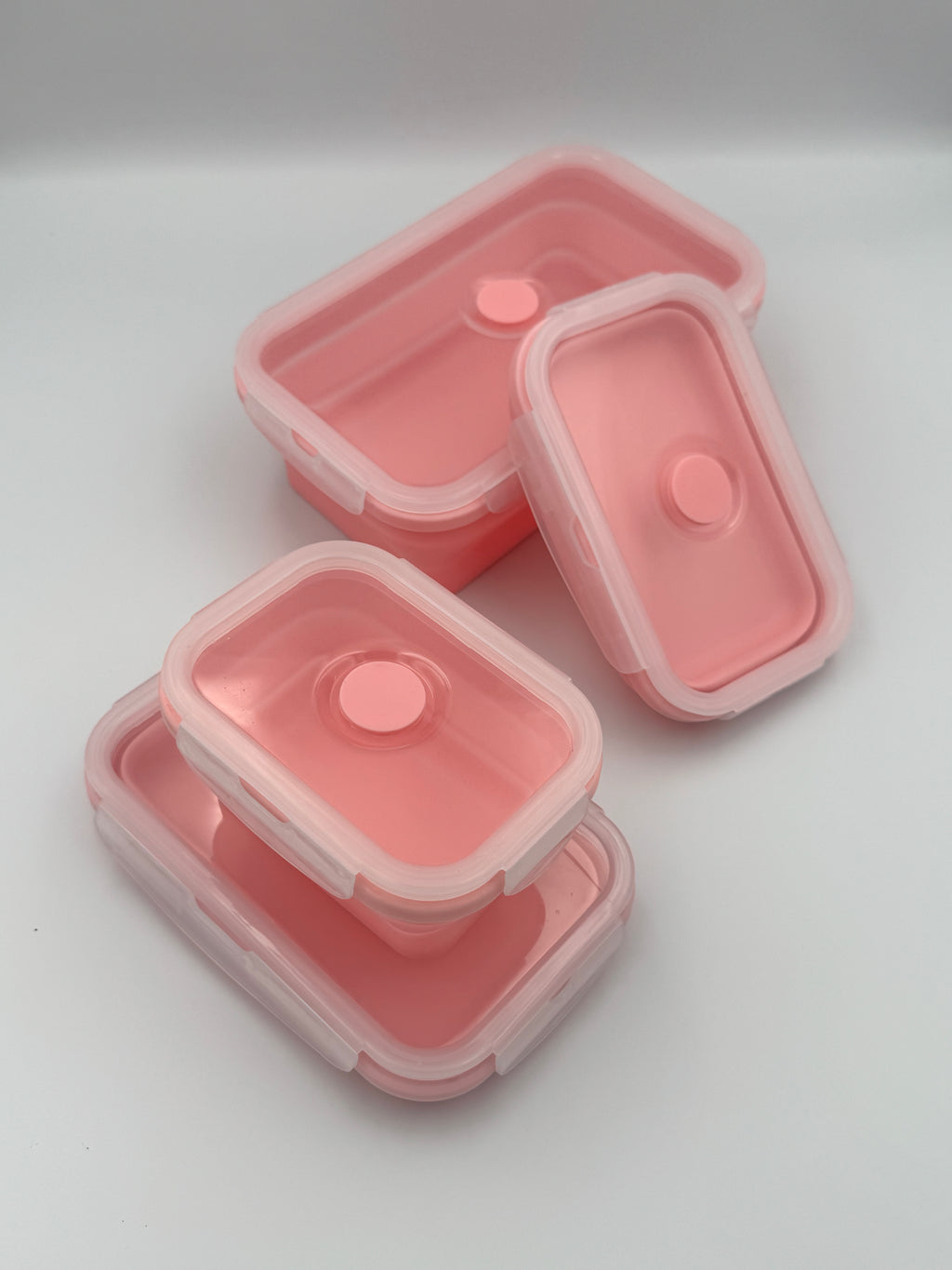 GEM+ | 4-Piece Collapsible Food Container Set – Space-Saving Leakproof BPA FREE - PINK