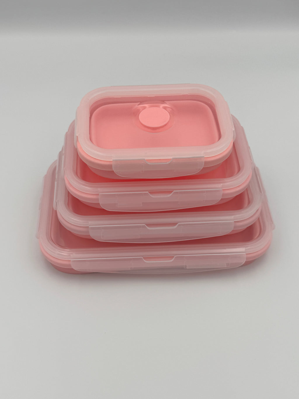 GEM+ | 4-Piece Collapsible Food Container Set – Space-Saving Leakproof BPA FREE - PINK
