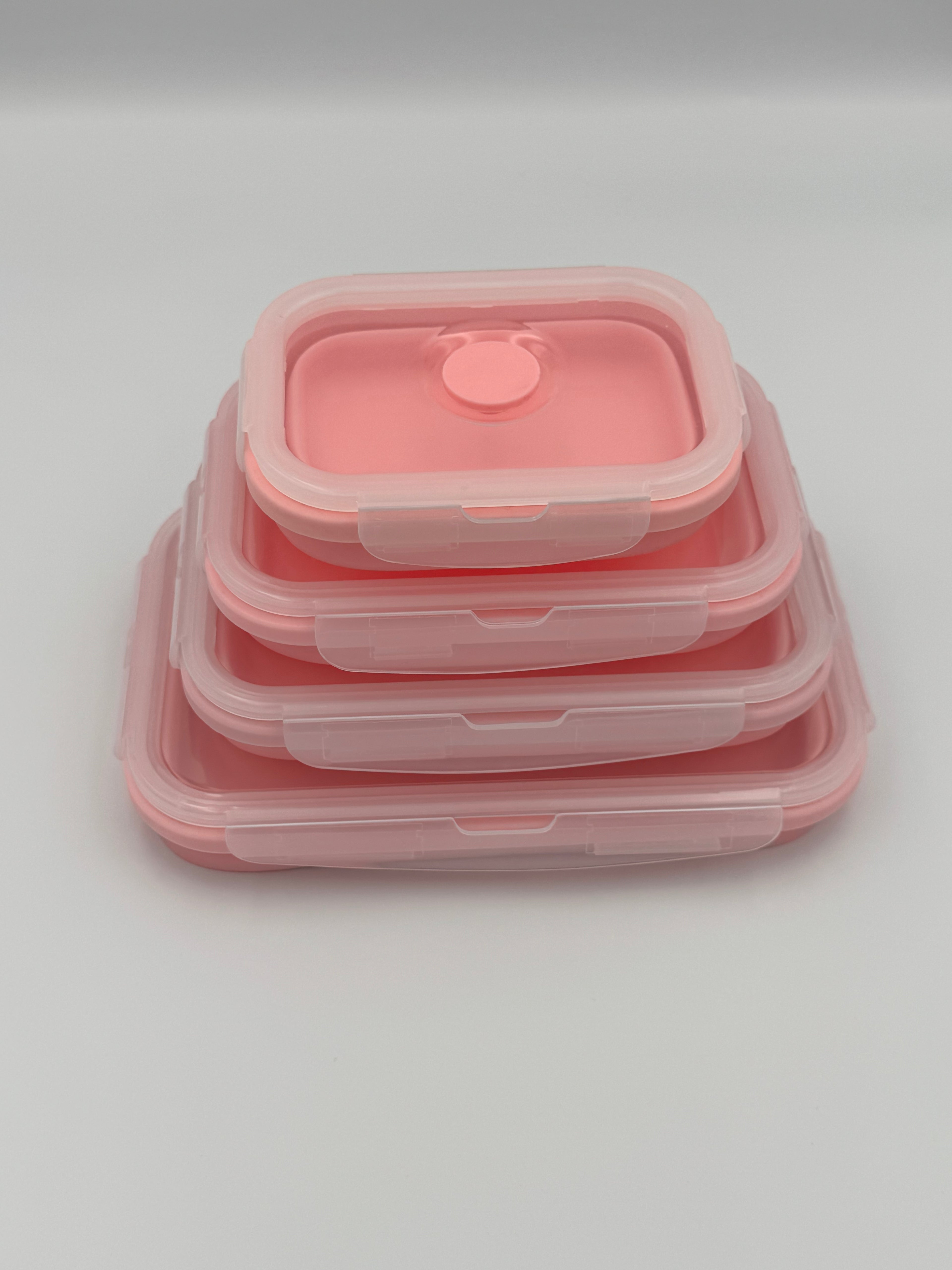 GEM+ | 4-Piece Collapsible Food Container Set – Space-Saving Leakproof BPA FREE - PINK