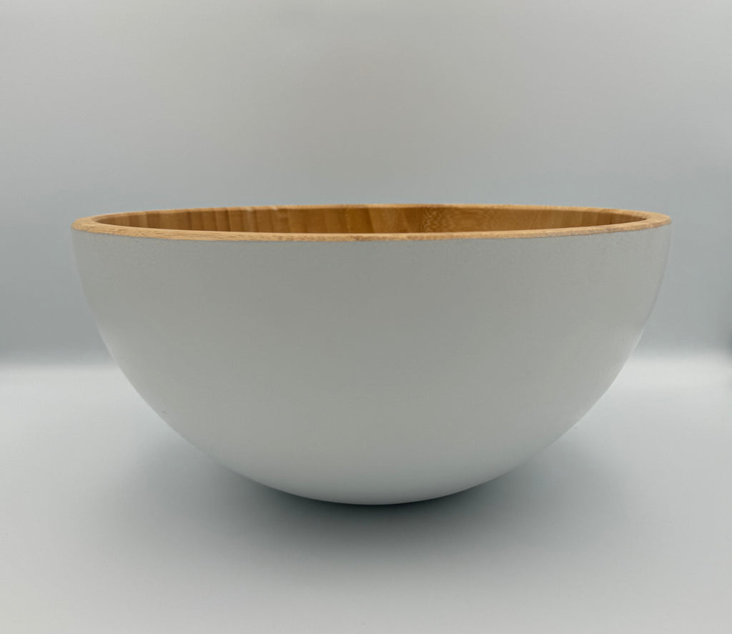 GEM+ | 2 Pcs - Premium Eco-Friendly Bamboo Salad Bowl Set - White