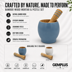 Bamboo Mortar and Pestle Set, Blue