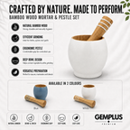 Bamboo Mortar and Pestle Set, White