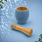 Bamboo Mortar and Pestle Set, Blue
