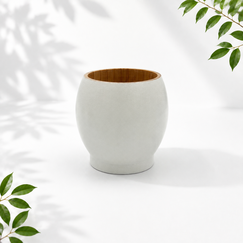 Bamboo Mortar and Pestle Set, White