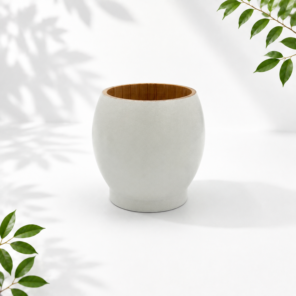 Bamboo Mortar and Pestle Set, White