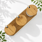 3 Ceramic Storage Jars with Bamboo Tray, White