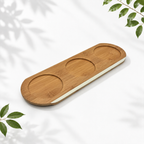 3 Ceramic Storage Jars with Bamboo Tray, White