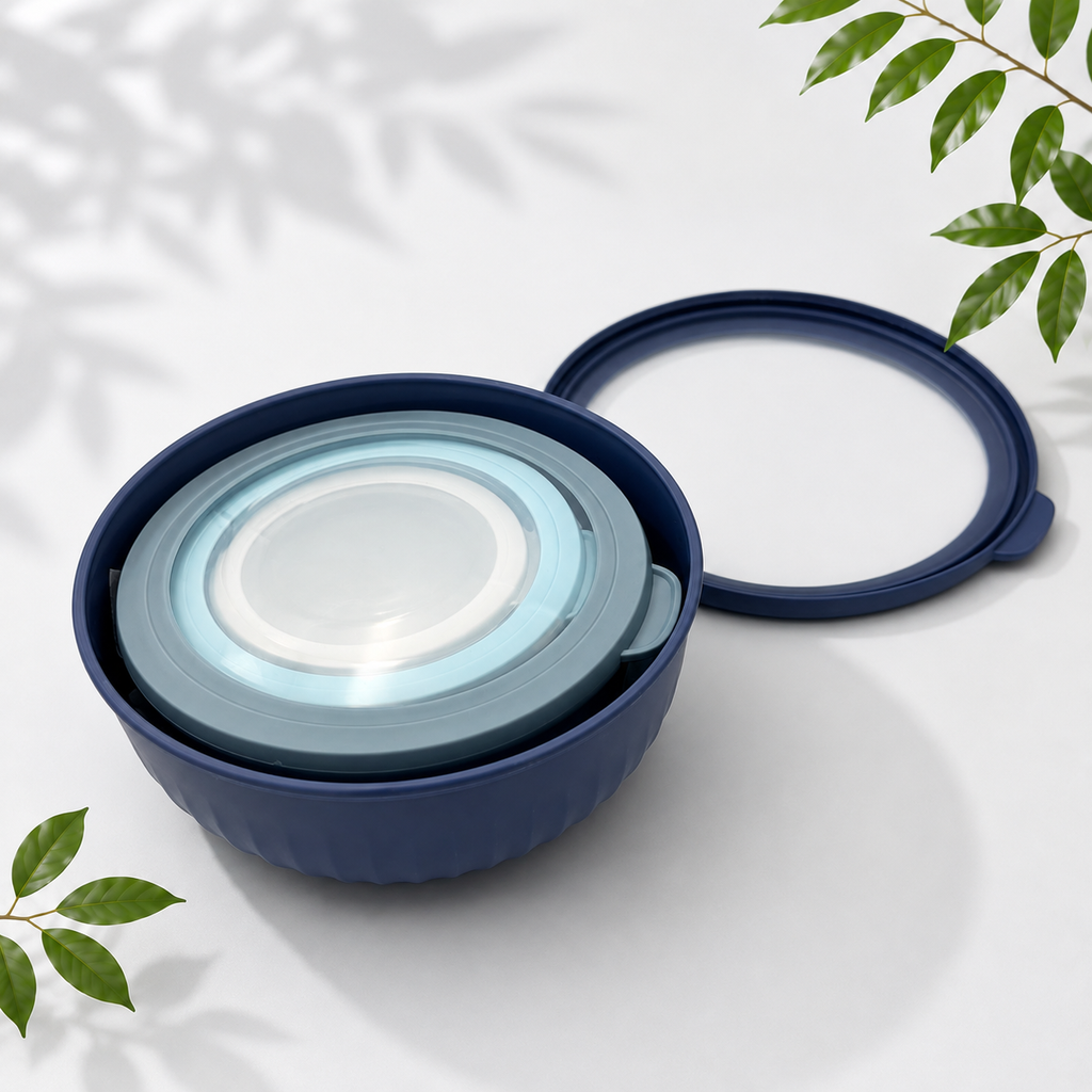 4-Piece Airtight Food Storage Bowls, Blue