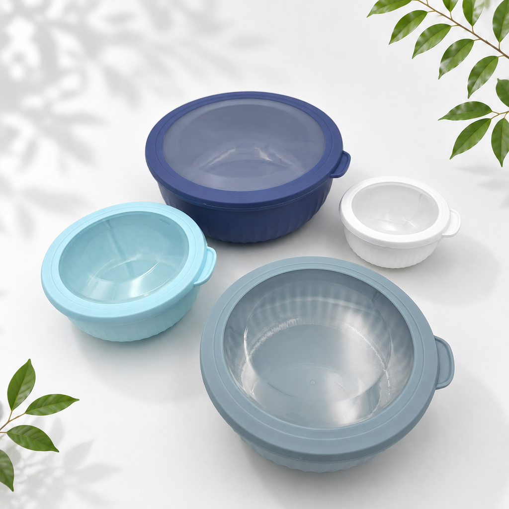 4-Piece Airtight Food Storage Bowls, Blue