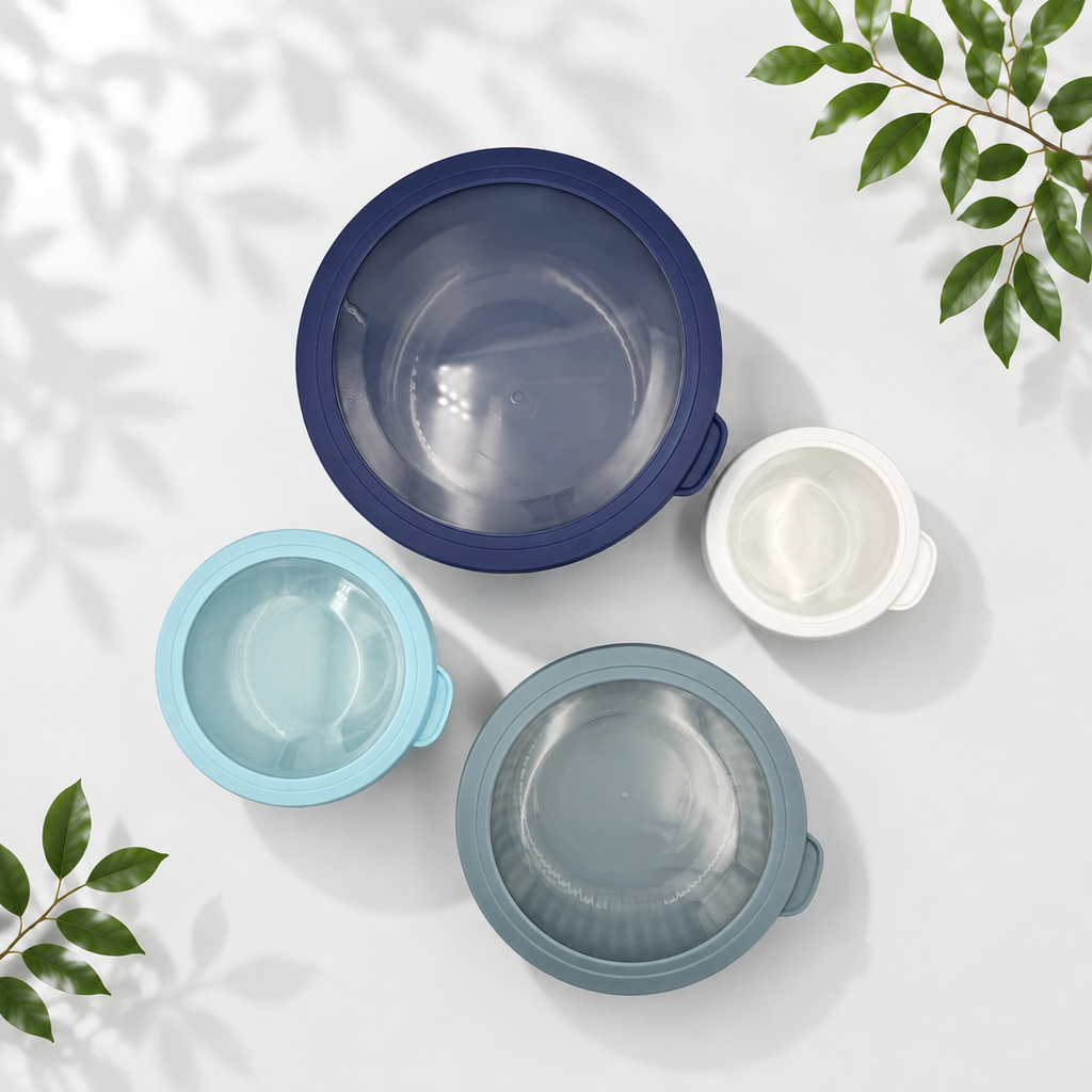 4-Piece Airtight Food Storage Bowls, Blue