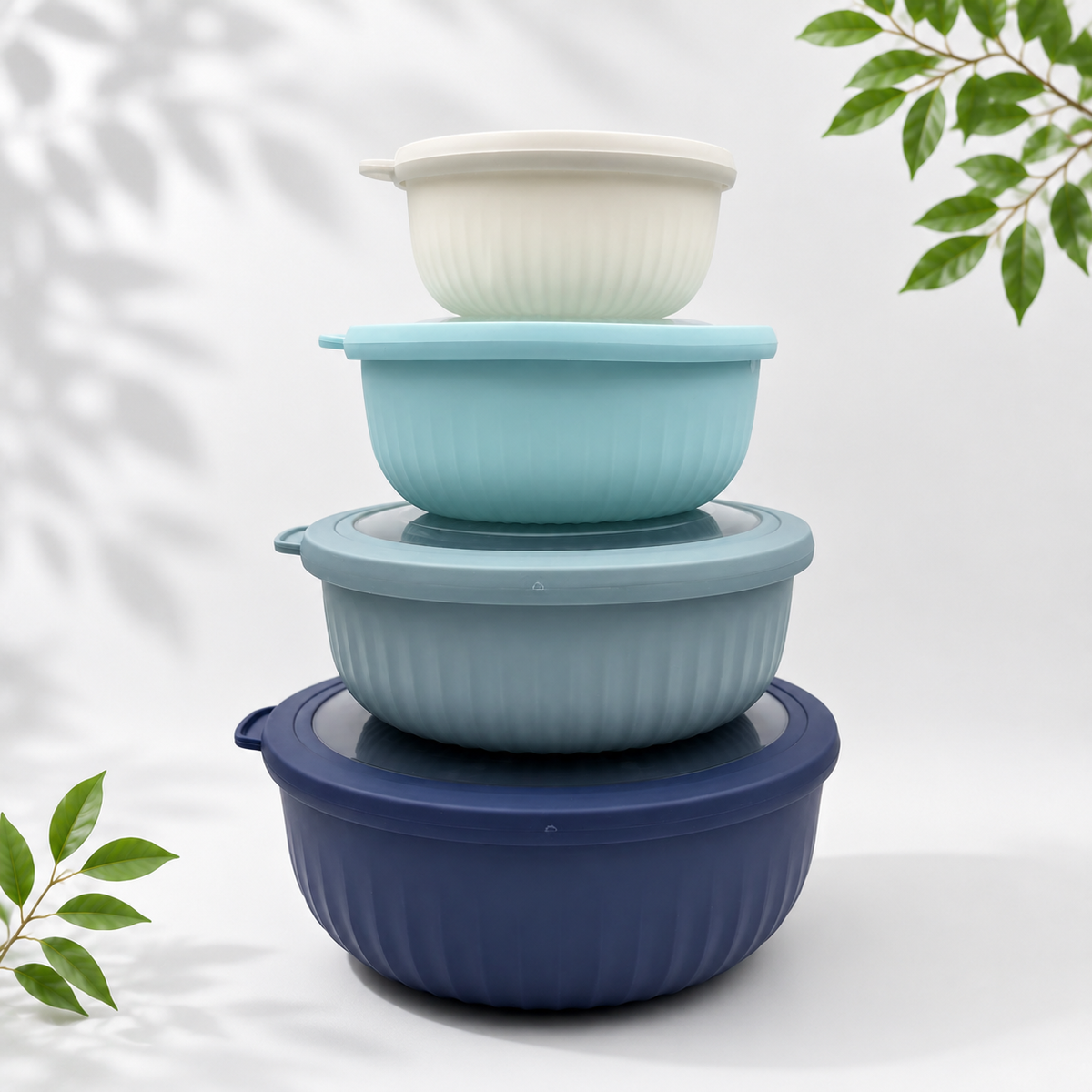 4-Piece Airtight Food Storage Bowls, Blue