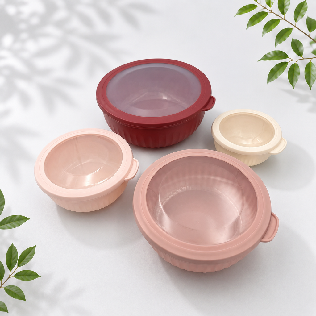 4-Piece Airtight Food Storage Bowls, Pink