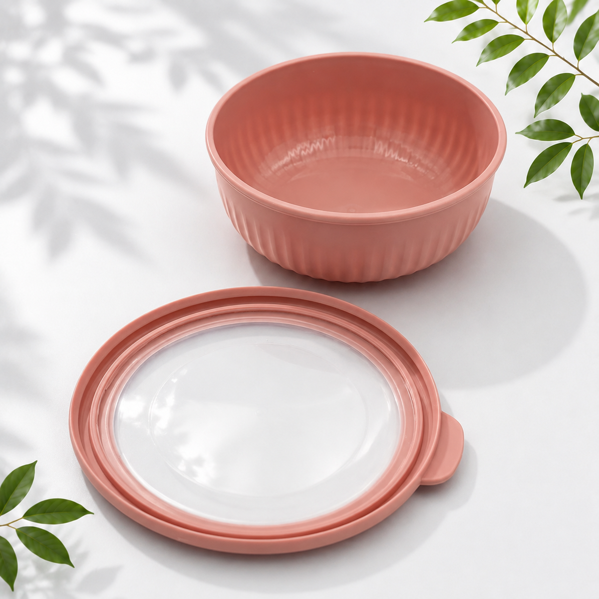 4-Piece Airtight Food Storage Bowls, Pink