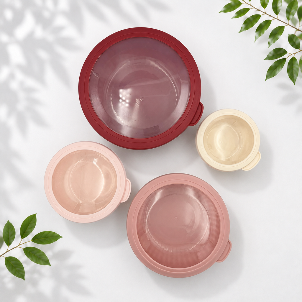 4-Piece Airtight Food Storage Bowls, Pink