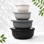 4-Piece Airtight Food Storage Bowls, Black