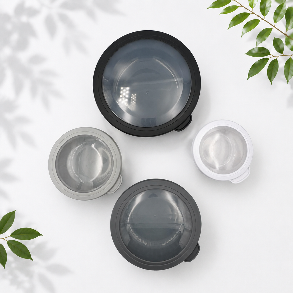 4-Piece Airtight Food Storage Bowls, Black